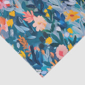 Papier Mousseline Tendance rose et bleu Abstrait motif floral (Détail)