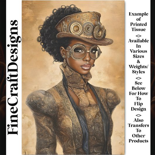 Papier Mousseline Tendance Steampunk Dark Skin Woman AD1O Decoupage