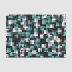 Papier Mousseline Tendance Turquoise Vert Bleu Noir Blanc Abstrait P