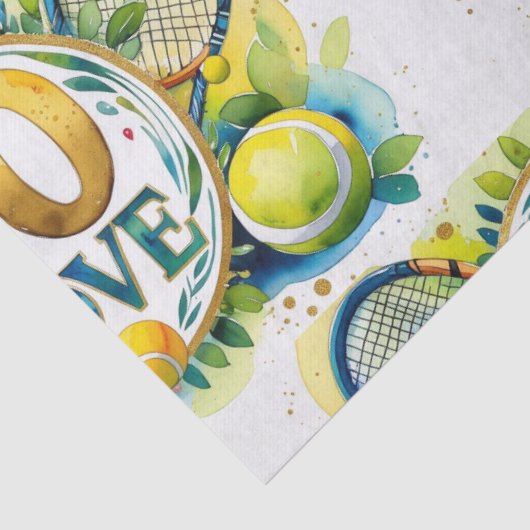 Papier Mousseline Tennis 60e anniversaire avec Ball et raquette (Détail)
