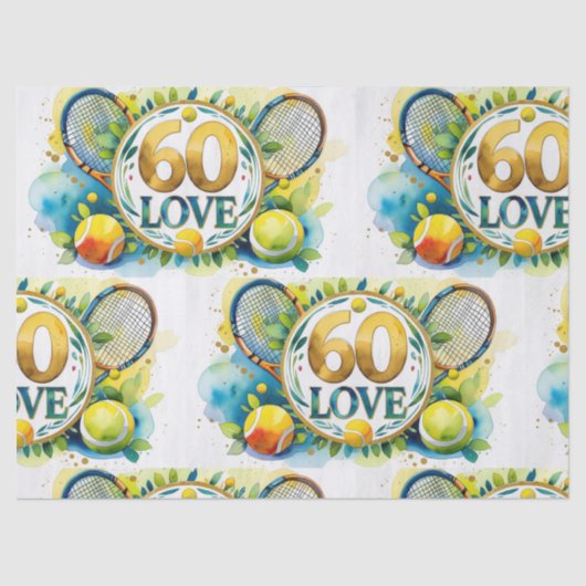 Papier Mousseline Tennis 60e anniversaire avec Ball et raquette (Recto)