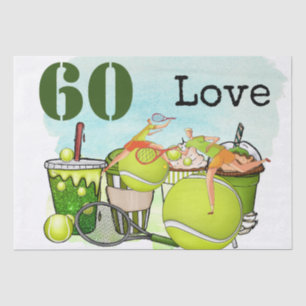 Papier Mousseline Tennis 60e Anniversaire balle de tennis numéro amo