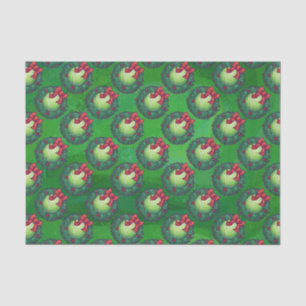Papier Mousseline Tennis Ball Feu de Noël Motif sur Vert