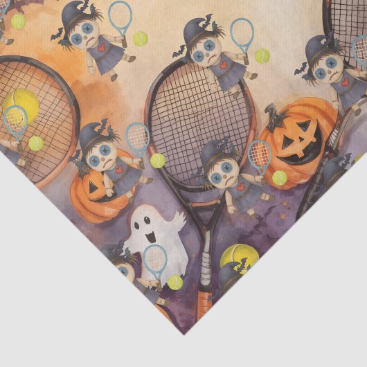 Papier Mousseline Tennis Halloween thème avec balle et raquette (Détail)