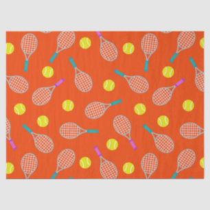 Papier Mousseline Tennis racket balle motif tissu de fête thème