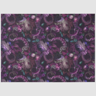 Papier Mousseline Tentacle Gothique Rose Foncé Avec Fleurs