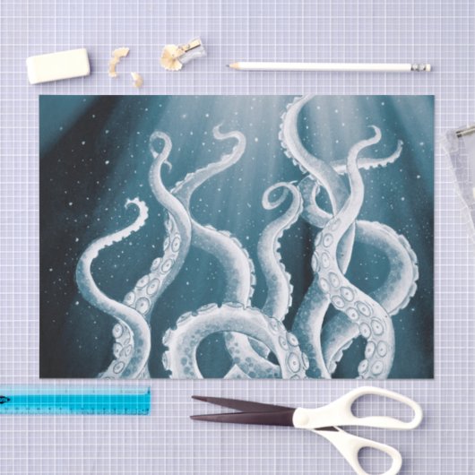 Papier Mousseline Tentacles Galaxy Blue Moon Rays (Artisanat)