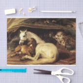 PAPIER MOUSSELINE TENTE ARABE AVEC CHEVAUX, AUTRES ANIMAUX (Artisanat)