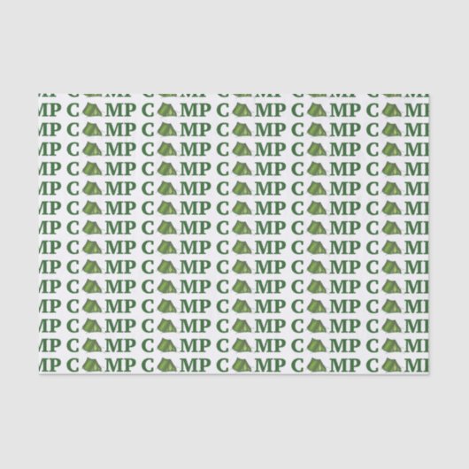 Papier Mousseline Tente verte CAMP Camping Camper Tissu cadeau Campe (Recto)