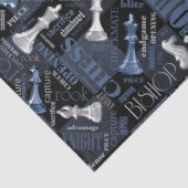 Papier Mousseline Termes et pièces d'échecs Argent et bleu ID784 (Détail)