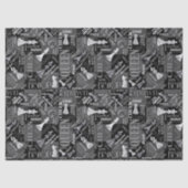 Papier Mousseline Termes et pièces d'échecs noir et blanc ID784 (Recto)