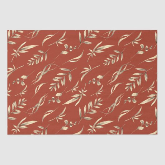 Papier Mousseline Terracotta Autumn Greenery Papier de tissus (Recto)
