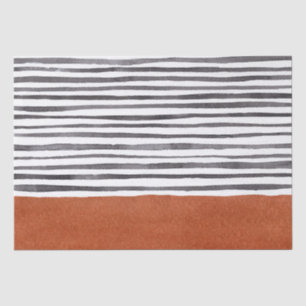 Papier Mousseline Terracotta et rayures blanches noires