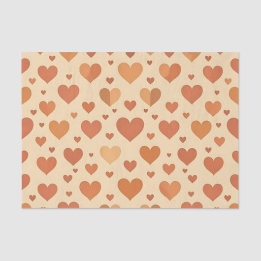 Papier Mousseline Terracotta Heart Scatter Pattern (Recto)
