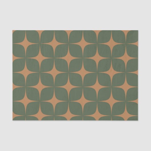 Papier Mousseline Terracotta Vert Profond Mi-Siècle Moderne Boho (Recto)