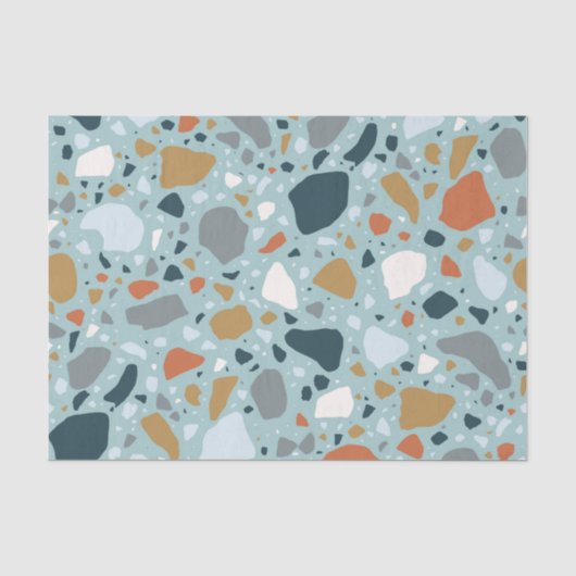 Papier Mousseline Terrazzo En Bleu (Recto)