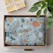 Papier Mousseline Terrazzo En Bleu (Cadeau)