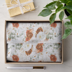 Papier Mousseline Terre Cuite Florale Botanique Feuille d'Or