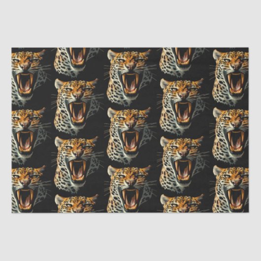 Papier Mousseline Tête d'attaque du léopard (Recto)