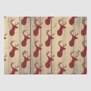 Papier Mousseline Tête de cerf avec Antlers sur Faux Wood
