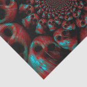 Papier Mousseline Tête de crâne gothique Éffrayante Rouge Vert Noir (Détail)