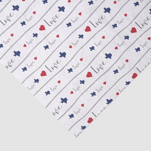 Papier Mousseline Texas Love and Hearts Motif (Détail)