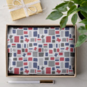 Papier Mousseline Texas Red & Blue Wonky Carrés & Rectangles (Cadeau)