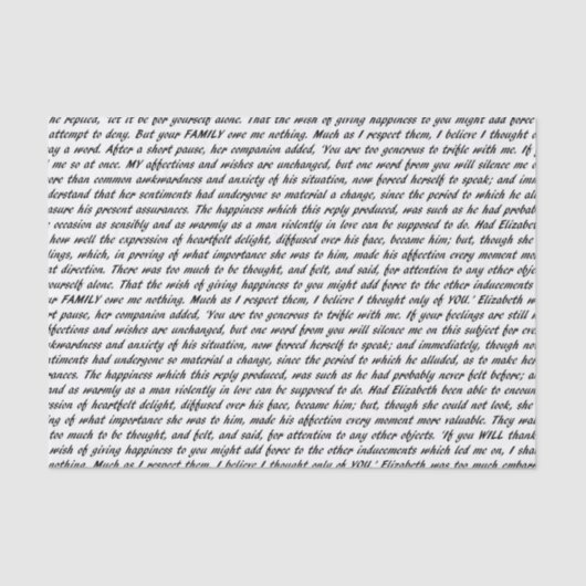 Papier Mousseline Texte de fierté et de préjudice (Recto)