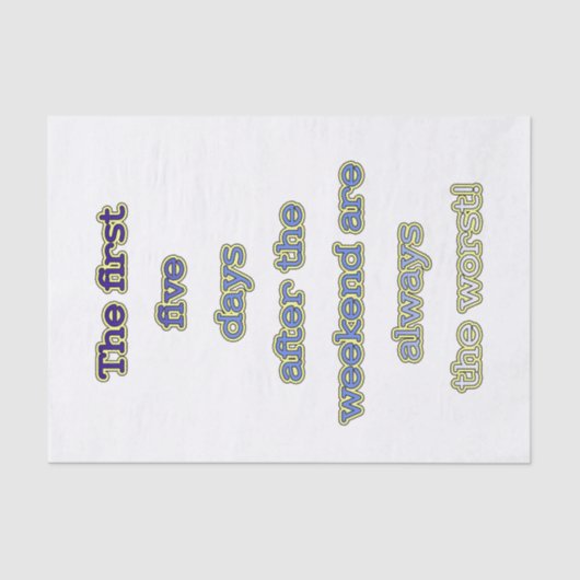 Papier Mousseline Texte drôle de week-end (Recto)