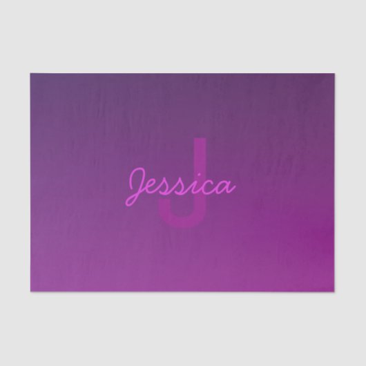 Papier Mousseline Texte monogramme modifiable moderne & Ombre violet (Recto)