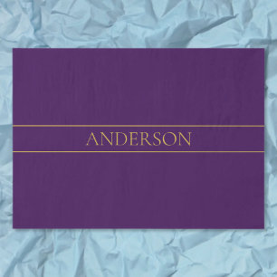 Papier Mousseline Texte personnalisable élégant Or et violet foncé