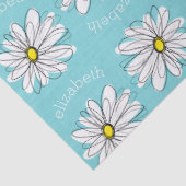 Papier Mousseline Texte personnalisé Aqua et Jaune Whimsical Daisy (Détail)