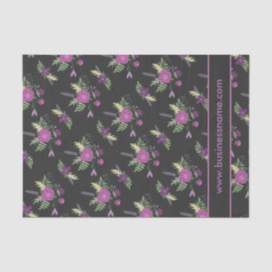 Papier Mousseline Texte personnalisé du Motif de fleurs violet et no