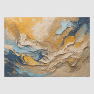 Papier Mousseline Texture Acrylique Abstraite En Bleu, Orange Et Bei