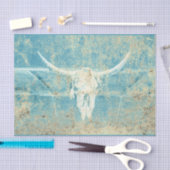 Papier Mousseline Texture bleu Turquoise rustique Crâne de vache tau (Artisanat)