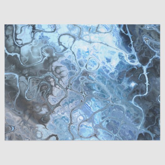 Papier Mousseline Texture fluide de marbre bleu et gris abstrait (Recto)