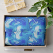 Papier Mousseline Texture marbrée par bleu, technique riche d'ebru (Cadeau)