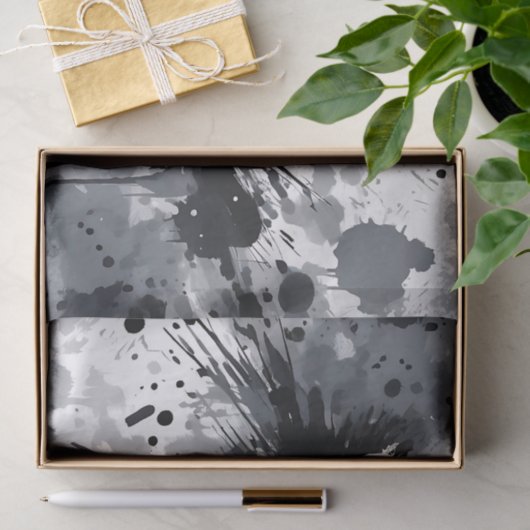 Papier Mousseline Texture Noir Blanc Et Gris (Cadeau)