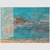 Papier Mousseline Texture Océan Bleu Rustique Vintage Découpage (Recto)
