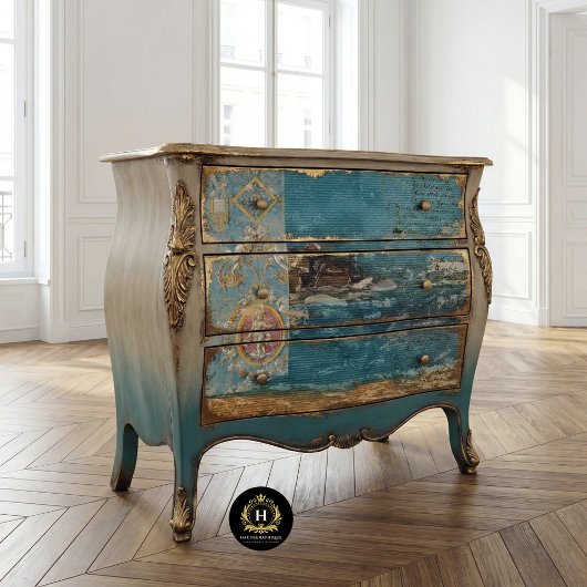 Papier Mousseline Texture Océan Bleu Rustique Vintage Découpage
