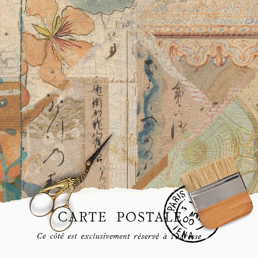 Papier Mousseline Texture Rustique Vintage Découpage Rose pêche 