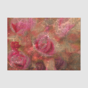 Papier Mousseline Texture Sépia Marron Rose Floral Chic Vintage