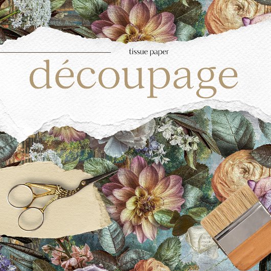 Papier Mousseline Texture vintage Découpage florale rustique