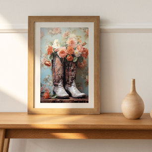 Papier Mousseline Texture vintage Florale Boots Cowboy Découpage