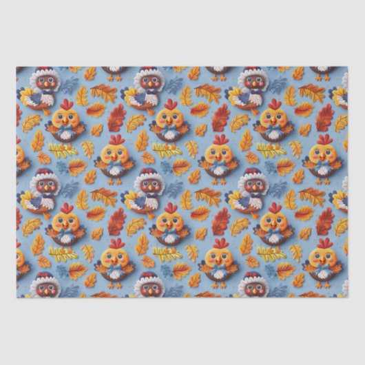 Papier Mousseline Thanksgiving Baby Turkey And Chicks (Recto)