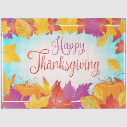 Papier Mousseline Thanksgiving Holiday Fall Maple Feuilles RETRO déc (Recto)