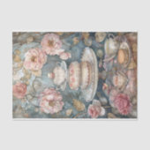 PAPIER MOUSSELINE THÉ DANS LE JARDIN ROSE DÉCOUPAGE TISSUE PAPIER (Recto)