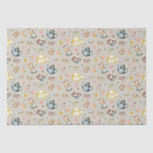 Papier Mousseline Thé d'après-midi vintage et Motif Rose sur beige
