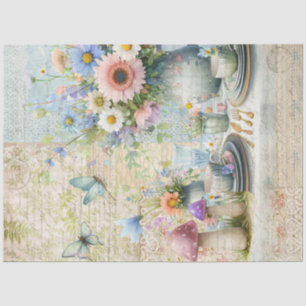 Papier Mousseline Thé Party Floral Pastel Bleu Rose Baby Shower