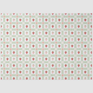 Papier Mousseline Thème baie de fraise à carreaux